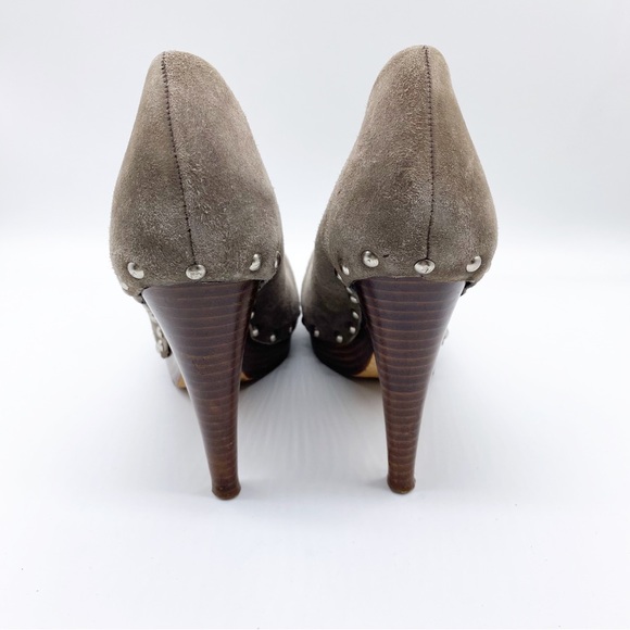 Dolce Vita-Dark Taupe Suede Studded wood heel 9 - Picture 4 of 9